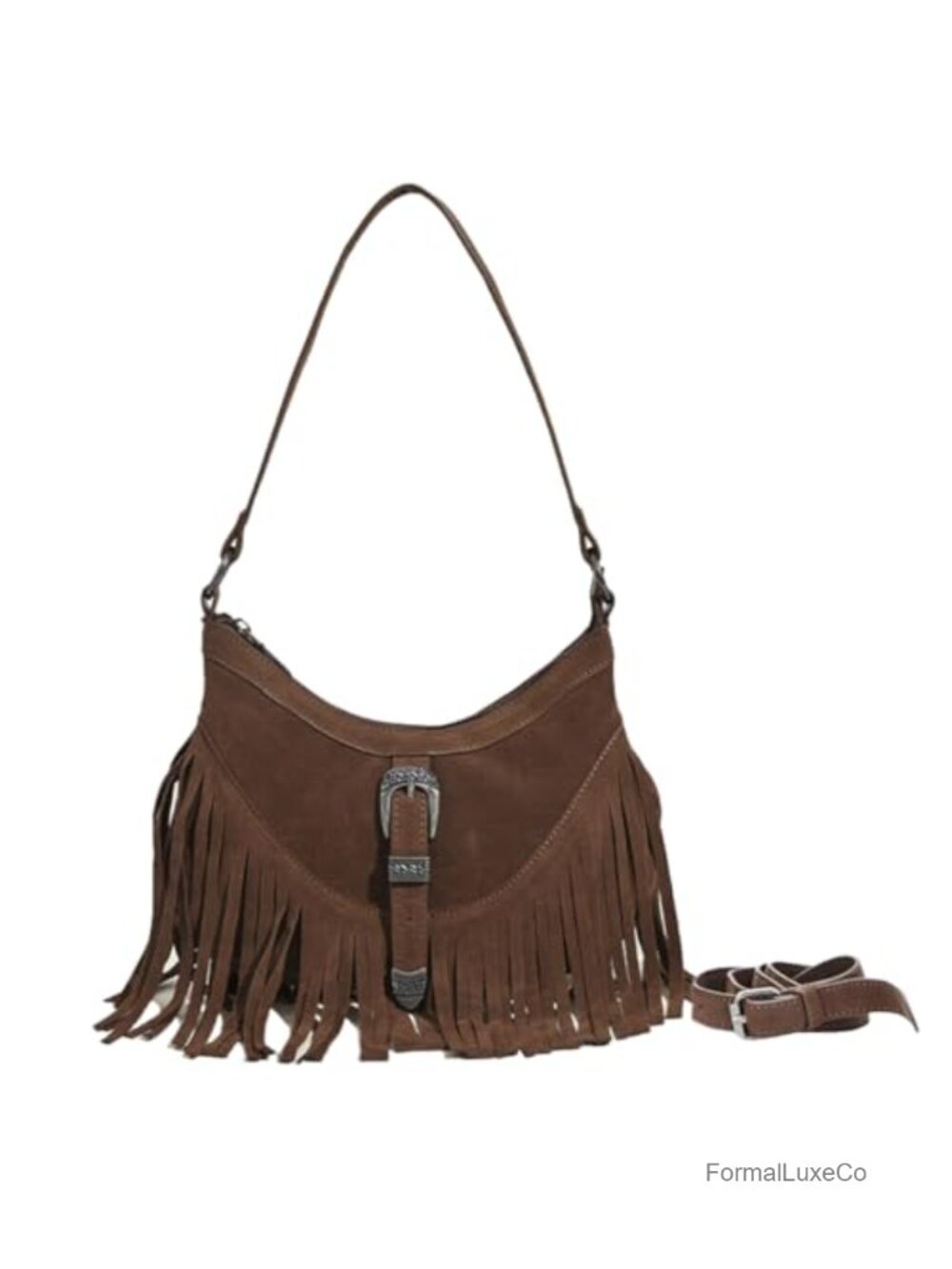 Faux Suede Mini Hobo Purse with Fringe Tassel Western Crossbody Bag Women